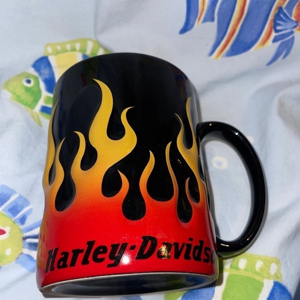 2012 Harley-Davidson Motorcycle Orange & Yellow  Flames Coffee Mug 16oz Cup